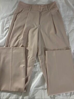 NA-KD Beige Tailored High-Waist Trousers